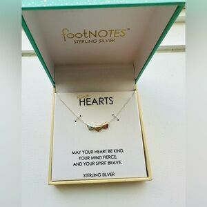 NWT Footnotes Sterling Silver Hearts Necklace